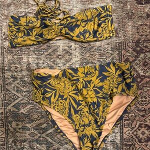 Madewell Floral Bikini in Mustard and Navy